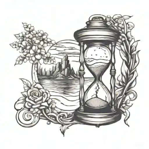 Travel And Hourglass Combined With Resilience Growth Strength