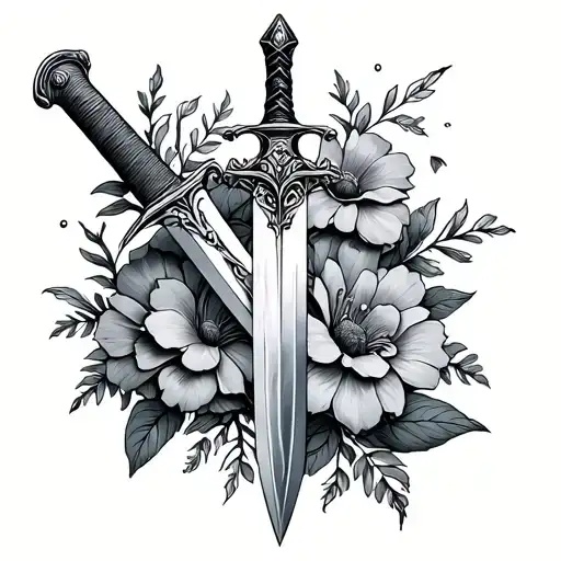 Sword Cutting Through Flowers