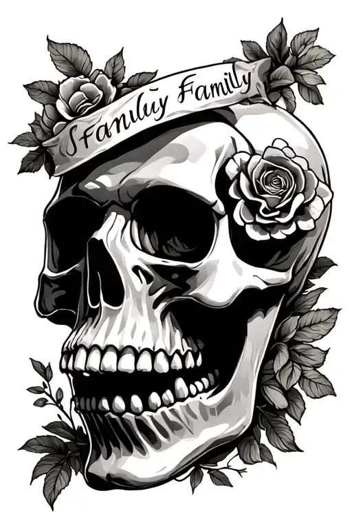 Skull With Family Written In It