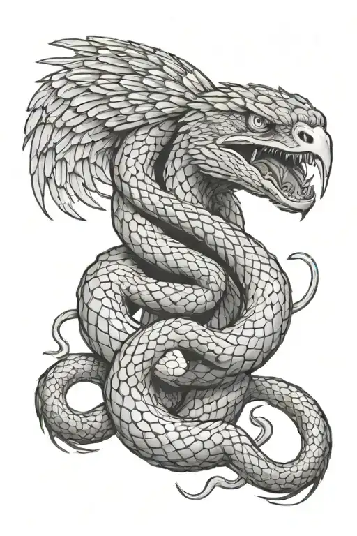 Snake Fighting A Hawk