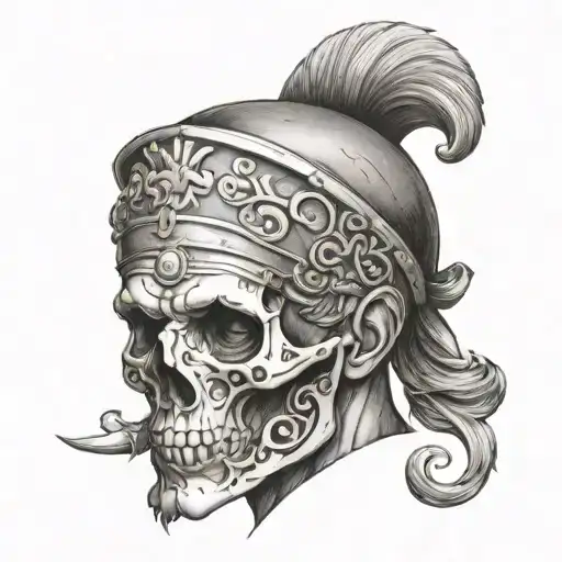 Greek Tattoo Head Bust With A Skull