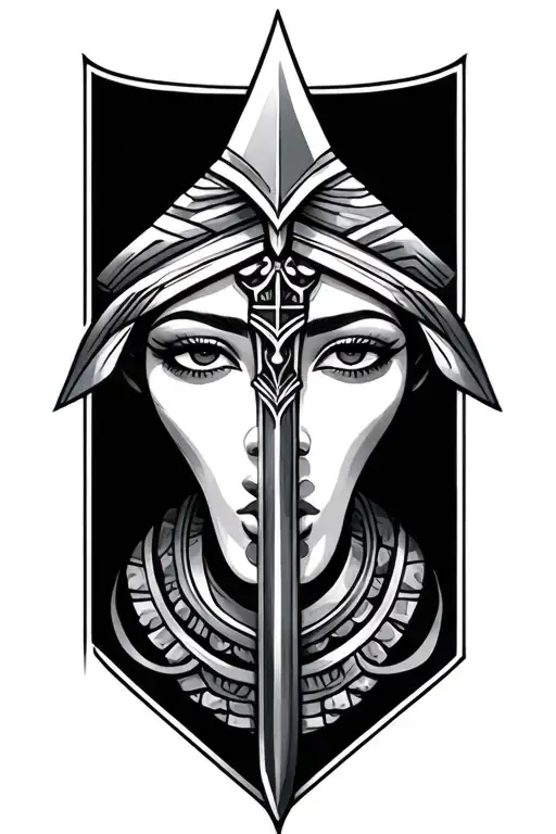 Nubian Spear Pointing At Vulva Shapes Hidden