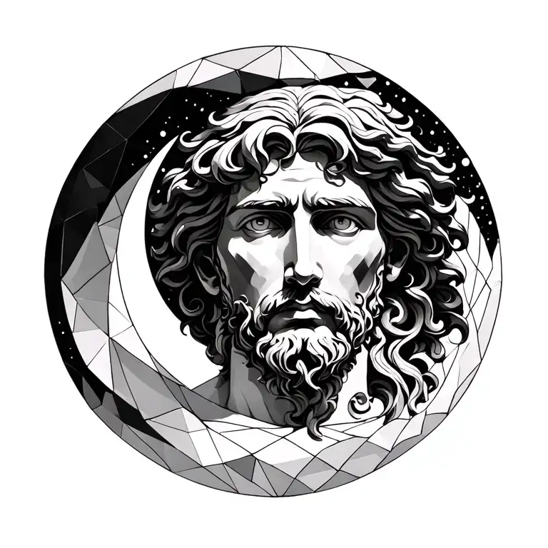 Geometric Moon Greek God