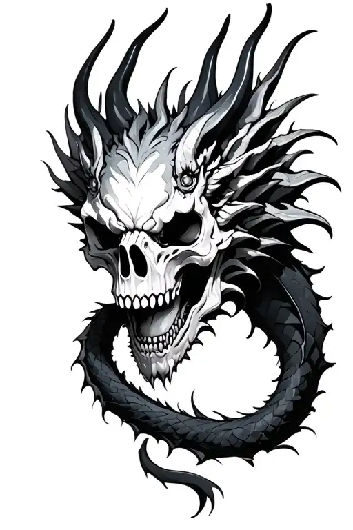 Dragon And Skull Face