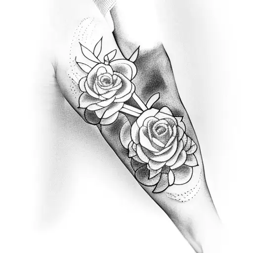 Cross Forearm Sleeve With Flower And A Tree