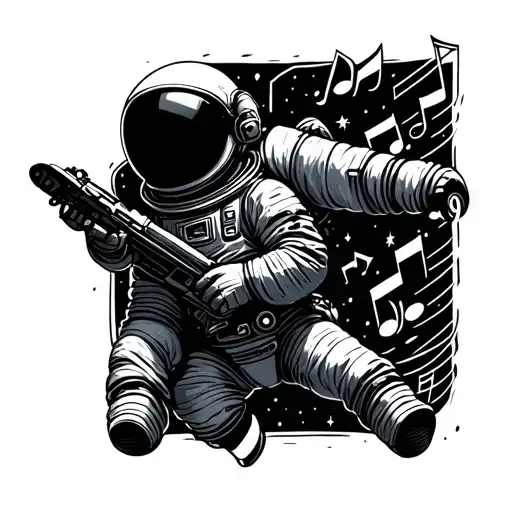 Astronaut Floating Musical Notes