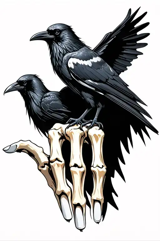 Reaper With Raven Perched On Bone Finger