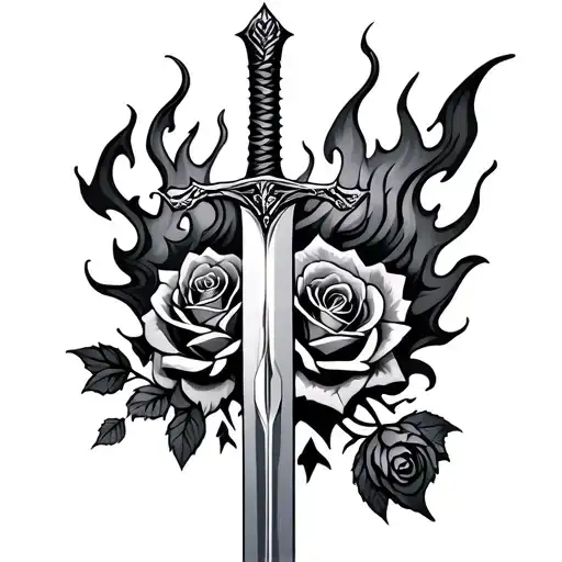 Dragon Fire Roses Sword
