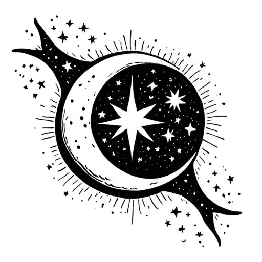 Moon And Stars Representing The Unknown Of Space And The Growth Spiritually
