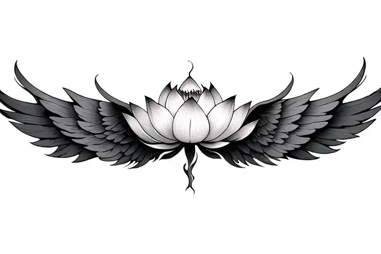 Unalome With Lotus Wings Surrounded Stylus Femme