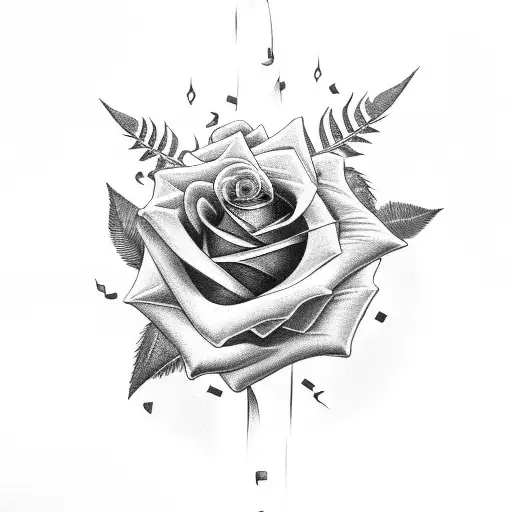 Rose And Feather With A Cancer Ribbon