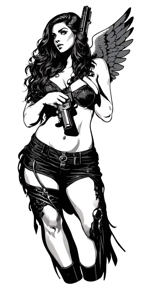 Sexy Angel Holding A Gun