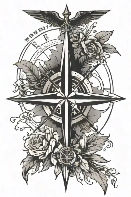 Cross Compass Rose Mountian