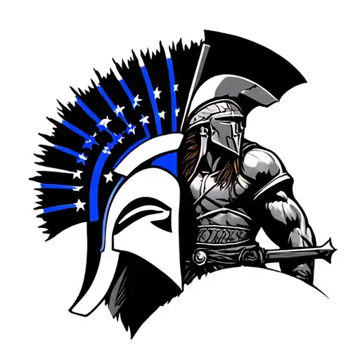 Spartan Warrior With Thin Blue Line
