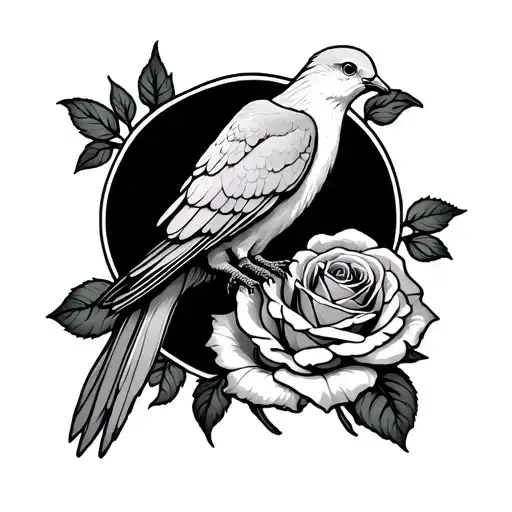 Dove Facing Downwards On A Bed Of Roses For Forearm