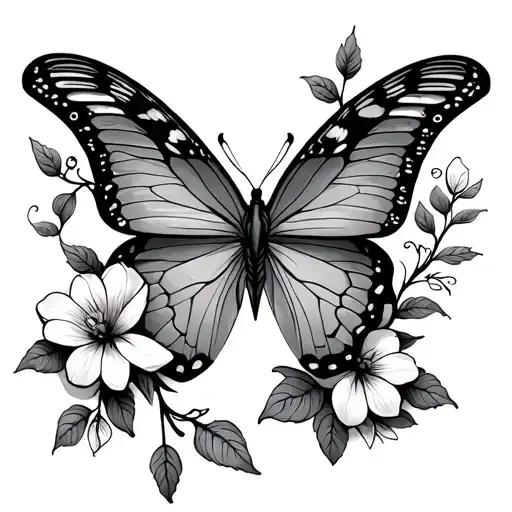 Butterfly And Flowers And Vine Thing