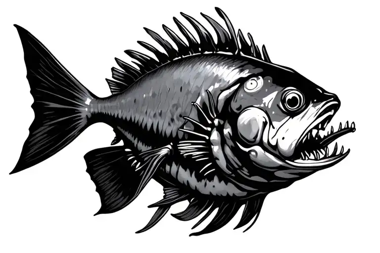 Angler Fish Swimming Surrounded By Shadow