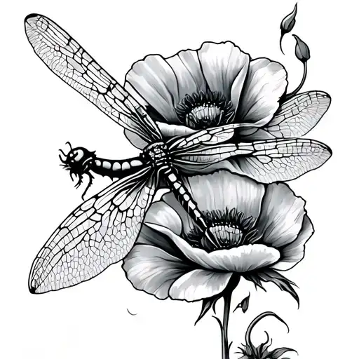 Dragon Fly And Poppy