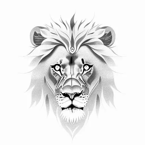 A Majestic Lion With Japanese Cherry Blossoms In Its Mane