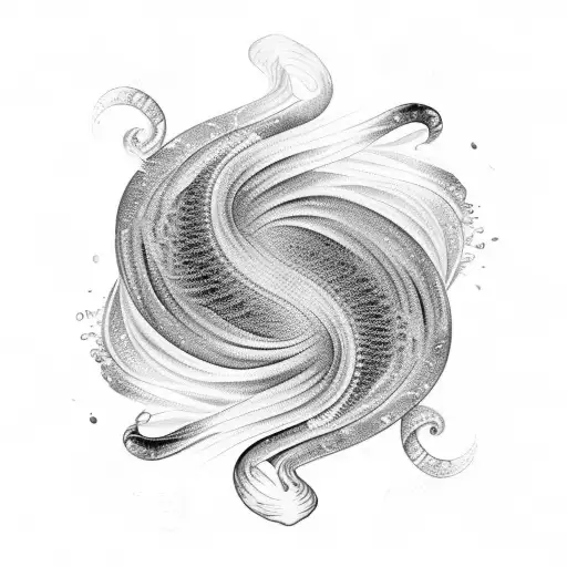 Intricate Black And Grey Design Of A Wave Transforming Into A Music Note