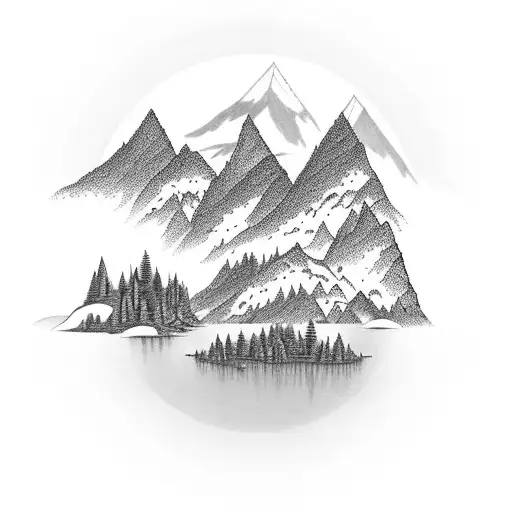 A Serene Mountain Landscape Merging Into A Tranquil Sea Scene