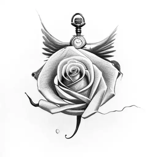 Pocket Watch With A Rose