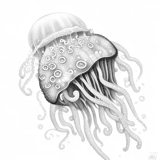 Jellyfish With Coral Background And Marine Elements