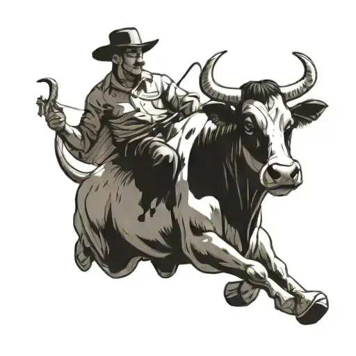 Human Riding A Cow