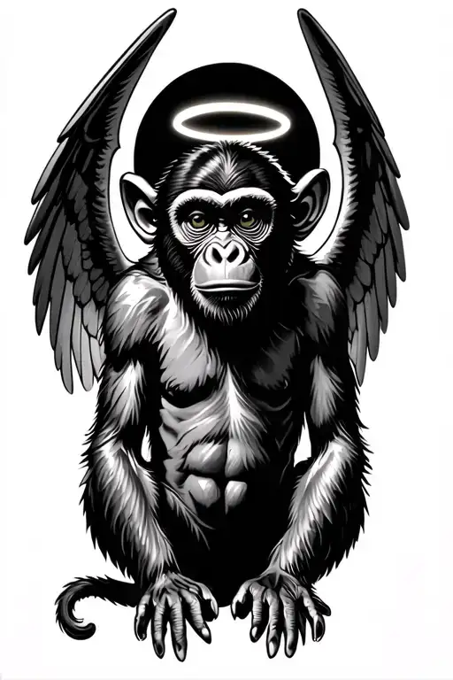 Flying Monkey With Wings And Halo