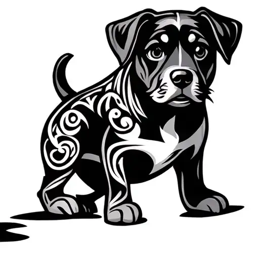 Children Children Tribal Dog Tattoo Design
