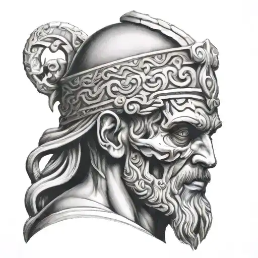 Greek Tattoo Head Bust With A Skull