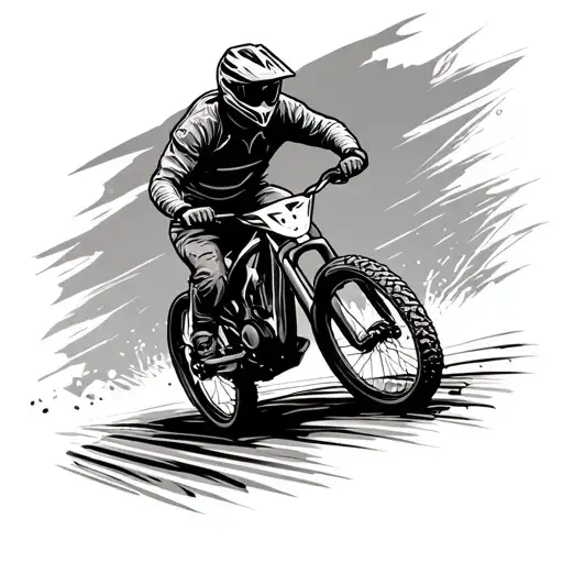 Motorbike Silhouette Riding Mountain Bike