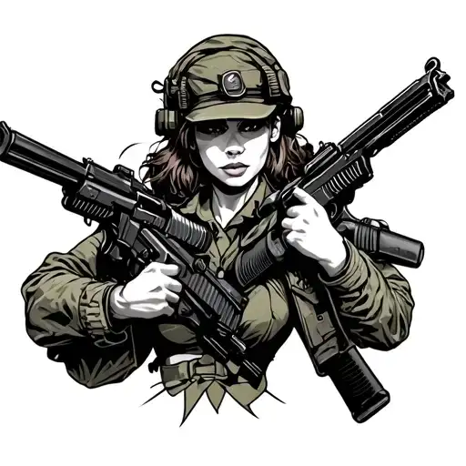 Military Women With Guns Akimbo