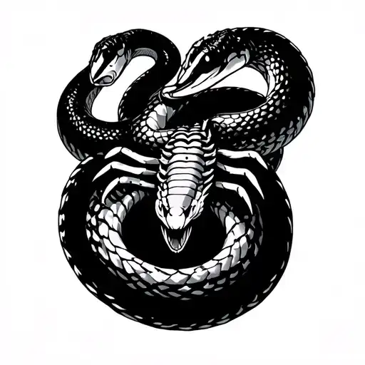 Scorpion Attacking A Nasty Snake