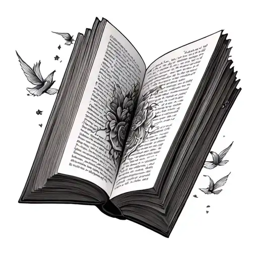 Open Book Pages Flying Away