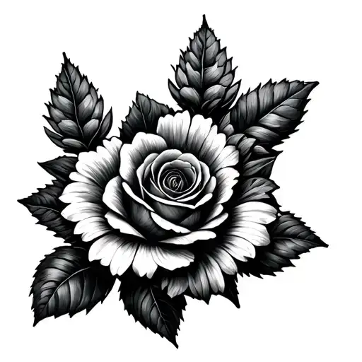 Aster And Morning Glory And Rose Intertwined