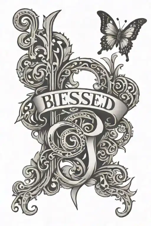 Blessed Word Written Vertically