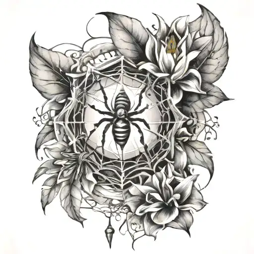 Lilly Flower With A Spider And Spiderwebs On It