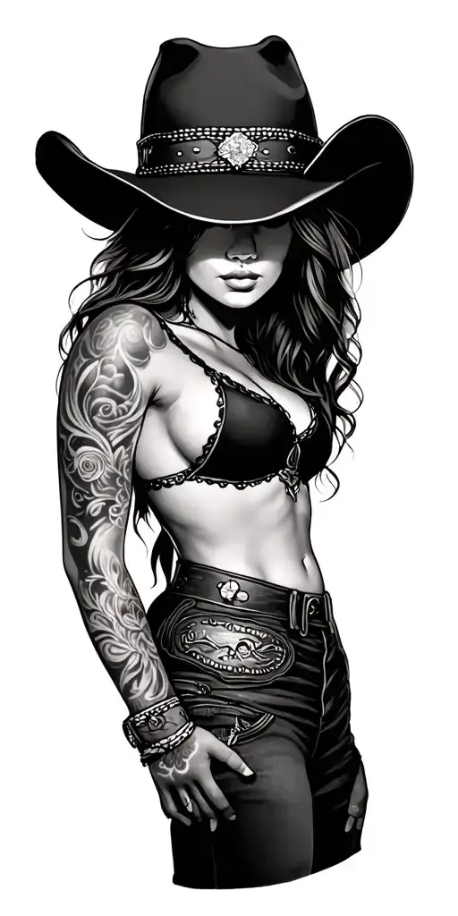 Western Cowgirl Tattoo Arm Sleeve