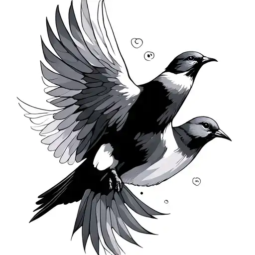 Fine Line Birds Flying Dove