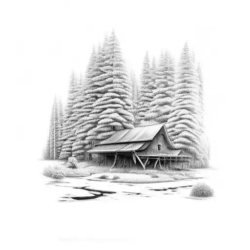 Detailed Forest Landscape With A Carpenter's Workbench As The Focal Point