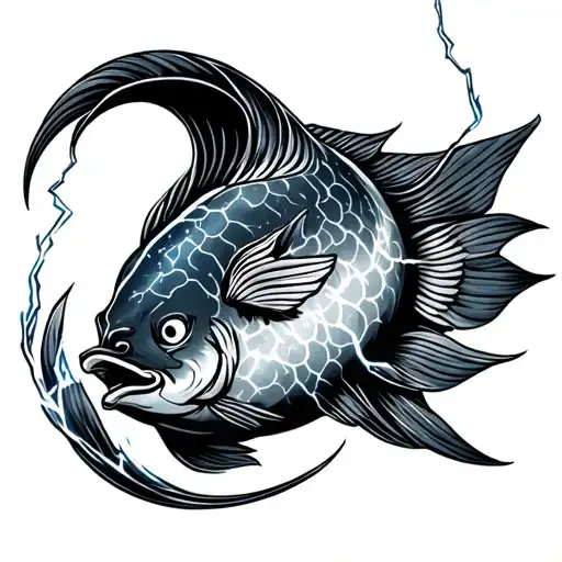 Pisces Sign Wrapped In Lightning