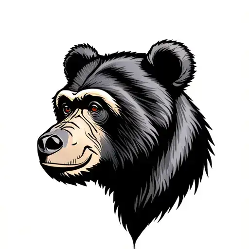 Bear And Monkey Head Profile Holding