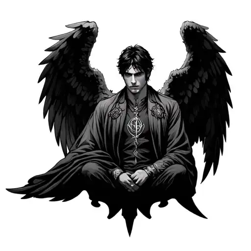 Castiel De Supernatural With Angel Wings