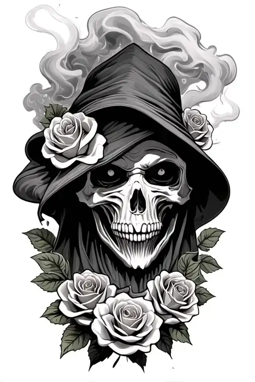 Grim Reaper Roses Money Rolls And Smoke Rising