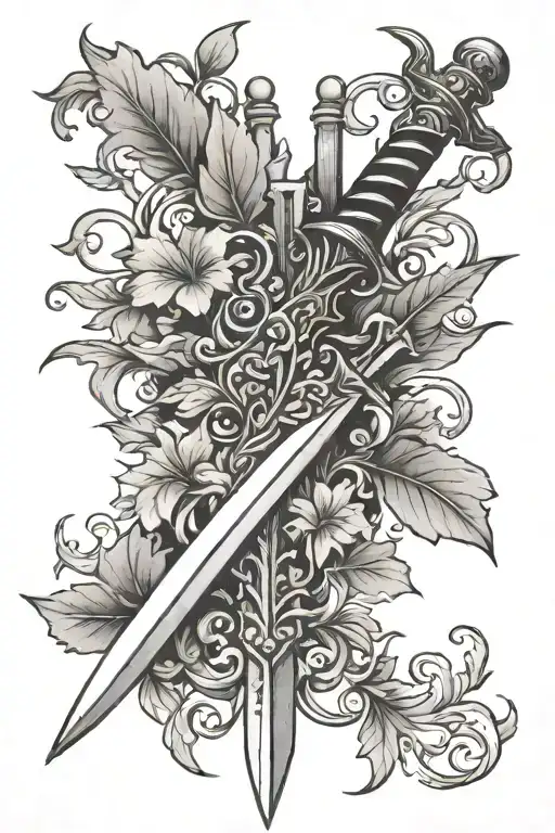 Sword With Leaves And Stems