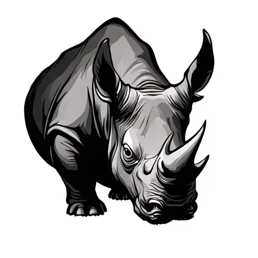 Rhino Outline Floral Pattern