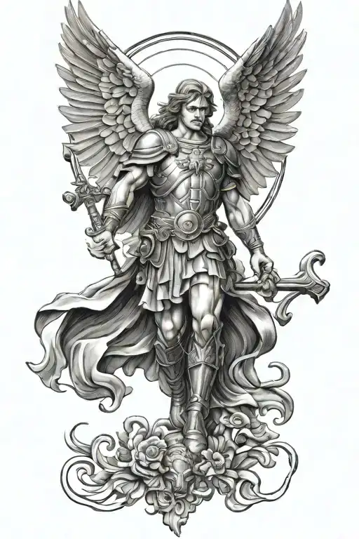 Tattoo Designs Black Grey Realism St Michael Forearm