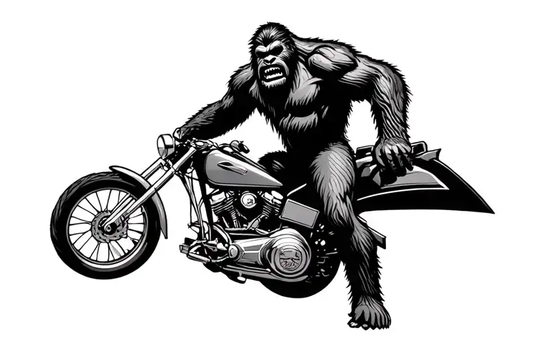 Bigfoot Riding Motorcycle
