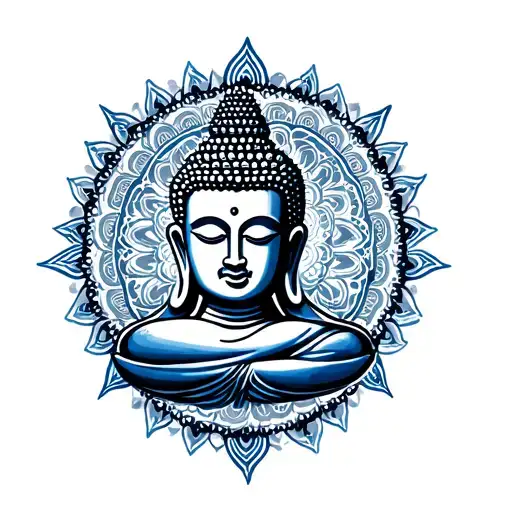Small Buddha Outline Blue